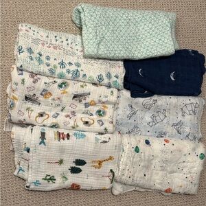 aden + anais Assorted Printed Swaddles - Blue, Green, White